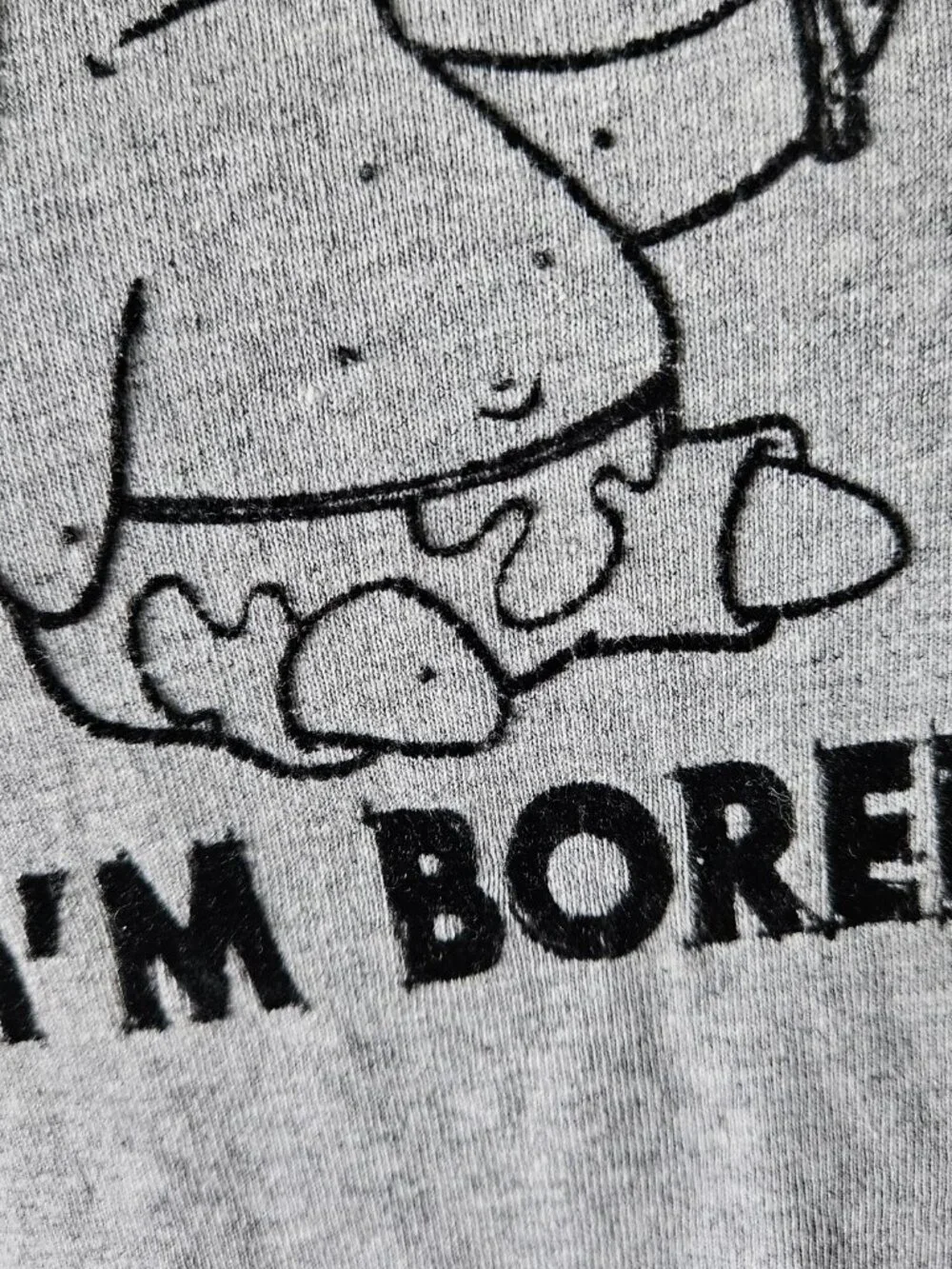 Vintage 2003 SPONGEBOB Patrick I'm Bored flocked Tee T-shirt NICKELODEON Y2K